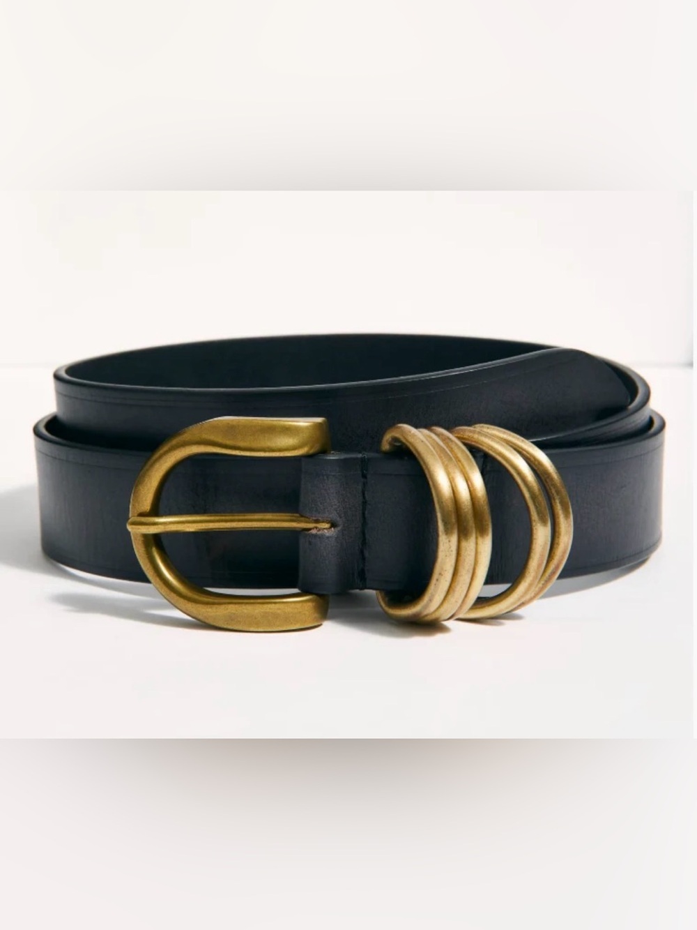 Free People Rori Leather Belt in Black / Gold 🖤